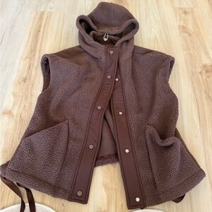 Brown Hooded Women's Vest